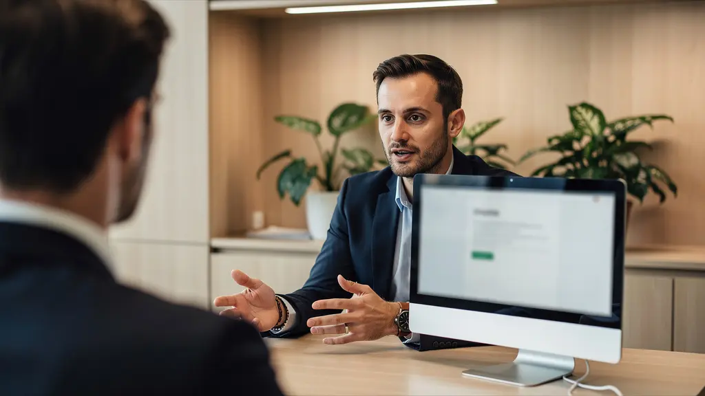 Expert-comptable en discussion avec un représentant du personnel dans un bureau moderne