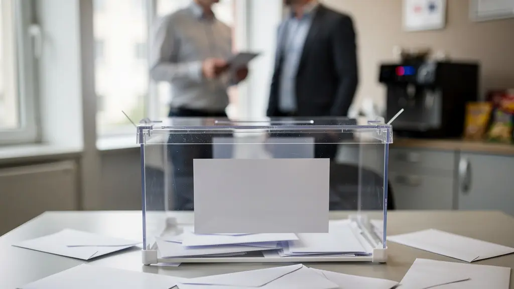 Urne de vote transparente lors d'élections professionnelles CSE en entreprise